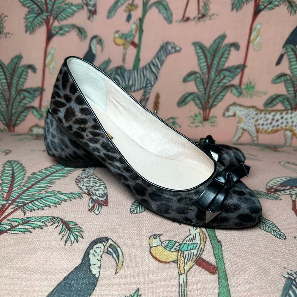 Designer Louise Et Cie Calf Hair Pointed Bow Women Classic Slip On Ballet Flats
